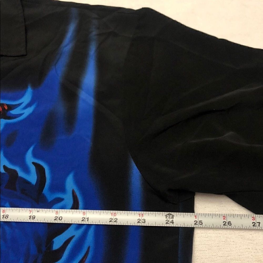 ODO mens black dragon car retro button down shirt size Large - Picture 3 of 8